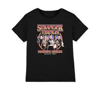 Stranger Things Hawkins Heroes Group 1987 Camiseta Infantil, Negro, 7-8 A