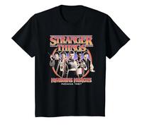 Stranger Things Hawkins Heroes Group 1987 Camiseta, Niños, Negro, 12 años