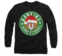 Stranger Things Hawkins High School Christmas Logo Unisex Long Sleeve T Shirt, Black, X-Large
