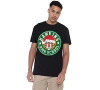 Stranger Things Hawkins High School Christmas Logo Unisex T Shirt, Black, Medium