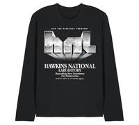 Stranger Things Hawkins Lab Logo Unisex Long Sleeve T Shirt, Black, Medium