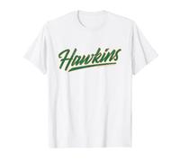 Stranger Things Hawkins Retro 80s Texto Deportivo Camiseta, Hombre, Blanco, S