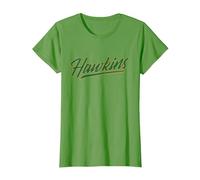 Stranger Things Hawkins Retro 80s Texto Deportivo Camiseta, Mujer, Hierba, XL