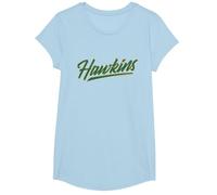 Stranger Things Hawkins Retro 80s Texto Deportivo Camiseta, Niñas, Azul Bebé, L