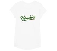 Stranger Things Hawkins Retro 80s Texto Deportivo Camiseta, Niñas, Blanco, L