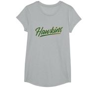 Stranger Things Hawkins Retro 80s Texto Deportivo Camiseta, Niñas, Gris Jaspeado, XS
