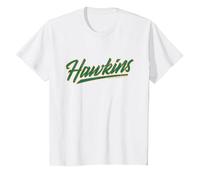Stranger Things Hawkins Retro 80s Texto Deportivo Camiseta, Niños, Blanco, 12 años