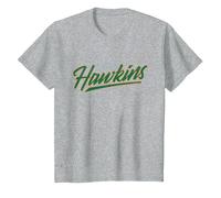 Stranger Things Hawkins Retro 80s Texto Deportivo Camiseta, Niños, Gris Jaspeado, 2 años