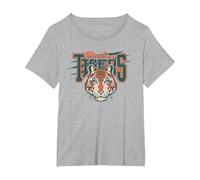 Stranger Things Hawkins Tigers Scratch Camiseta, Mujer Tallas Grandes, Gris Jaspeado, 1XL Grande