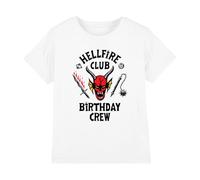 Stranger Things Hellfire Birthday Crew Kids T Shirt, White, 12-13