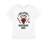 Stranger Things Hellfire Birthday Girl Camiseta Infantil, Blanco, 7-8 A
