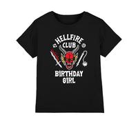 Stranger Things Hellfire Birthday Girl Inverted Camiseta Infantil, Negro, 12-13 A