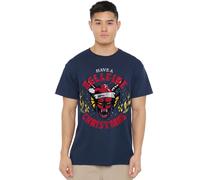 Stranger Things Hellfire Christmas Unisex T Shirt, Navy, Medium