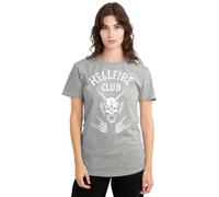 Stranger Things Hellfire Club Bones Ladies T Shirt, Athletic Heather