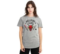 Stranger Things Hellfire Club Camiseta de Mujer, Gris Heather Deportivo, M