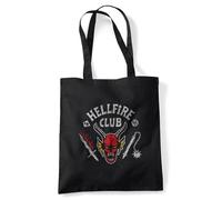 Stranger Things Hellfire Club Invert Bolsa de viaje reutilizable para comestibles, Negra