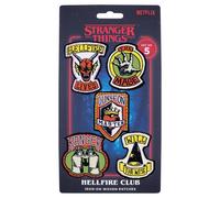 Stranger Things Hellfire Club - Juego de 5 parches de tela termoadhesivos - Parches coleccionables con licencia oficial con Will the Wise & Dungeon Master