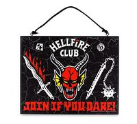 Stranger Things Hellfire Club - Letrero reversible de doble cara para colgar en la pared, placa de puerta lista para colgar
