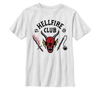 Stranger Things Hellfire Club Short Sleeve T-Shirt, Camiseta Niños, Blanco, 104