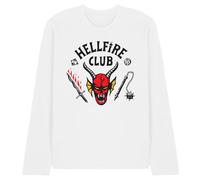Stranger Things Hellfire Club Unisex Long Sleeve T Shirt, White, Medium