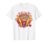 Stranger Things Hellfire Flames Camiseta, Hombre, Blanco, 4XL