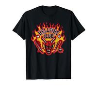 Stranger Things Hellfire Flames Camiseta, Hombre, Negro, 4XL