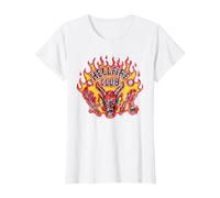 Stranger Things Hellfire Flames Camiseta, Mujer, Blanco, XS