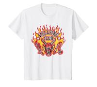 Stranger Things Hellfire Flames Camiseta, Niños, Blanco, 12 años