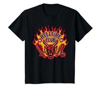 Stranger Things Hellfire Flames Camiseta, Niños, Negro, 3 años