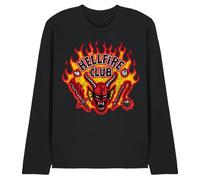 Stranger Things Hellfire Flames Camiseta Unisex de Manga Larga, Negro, S