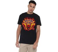 Stranger Things Hellfire Flames Camiseta Unisex, Negro, M