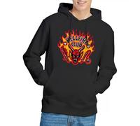 Stranger Things Hellfire Flames Sudadera con Capucha Unisex, Negro, XXL