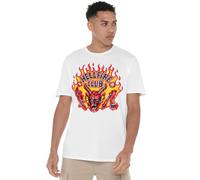 Stranger Things Hellfire Flames Unisex T Shirt, White, XXXXX-Large