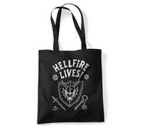Stranger Things Hellfire Graduation Inverted Bolsa Tote Reutilizable para Compras y Viaje, Negro