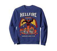 Stranger Things Hellfire Hawkins High Club Sudadera, Unisex para Adultos, Azul Marino, S