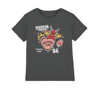 Stranger Things Hellfire Hearts Camiseta Infantil, Carbón, 7-8 A