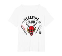 Stranger Things Hellfire Logo Camiseta, Mujer Tallas Grandes, Blanco, 6XL Grande