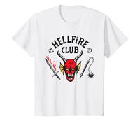 Stranger Things Hellfire Logo Camiseta, Niños, Blanco, 6 años