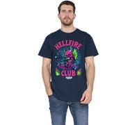 Stranger Things Hellfire Neon Dice Unisex T Shirt, Navy, Medium