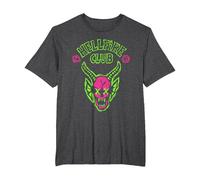 Stranger Things Hellfire Neon Sketch Logo Camiseta, Hombre Tallas Grandes, Jaspeado Oscuro, 6X Alto
