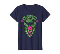 Stranger Things Hellfire Neon Sketch Logo Camiseta, Mujer, Azul Marino, 3XL