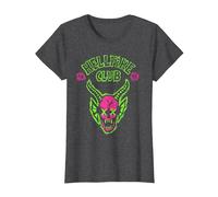 Stranger Things Hellfire Neon Sketch Logo Camiseta, Mujer, Jaspeado Oscuro, M