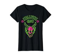 Stranger Things Hellfire Neon Sketch Logo Camiseta, Mujer, Negro, L