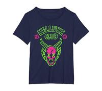 Stranger Things Hellfire Neon Sketch Logo Camiseta, Mujer Tallas Grandes, Azul Marino, 3XL Grande