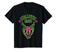 Stranger Things Hellfire Neon Sketch Logo Camiseta, Niños, Negro, 12 años