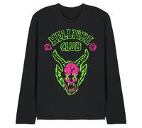 Stranger Things Hellfire Neon Sketch Logo Unisex Long Sleeve T Shirt, Black, Medium