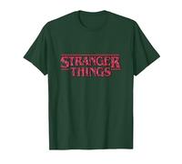 Stranger Things Logo Camiseta, Hombre, Verde Bosque, L