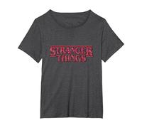 Stranger Things Logo Camiseta, Mujer Tallas Grandes, Jaspeado Oscuro, 1XL Grande