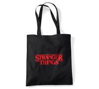 Stranger Things Main Logo Bolsa de viaje reutilizable para comestibles, Negra