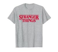 Stranger Things Main Logo Camiseta, Hombre, Gris Jaspeado, L